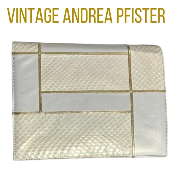 Vintage Andrea Pfister Snakeskin Embossed Leather Clutch - Picture 1 of 14